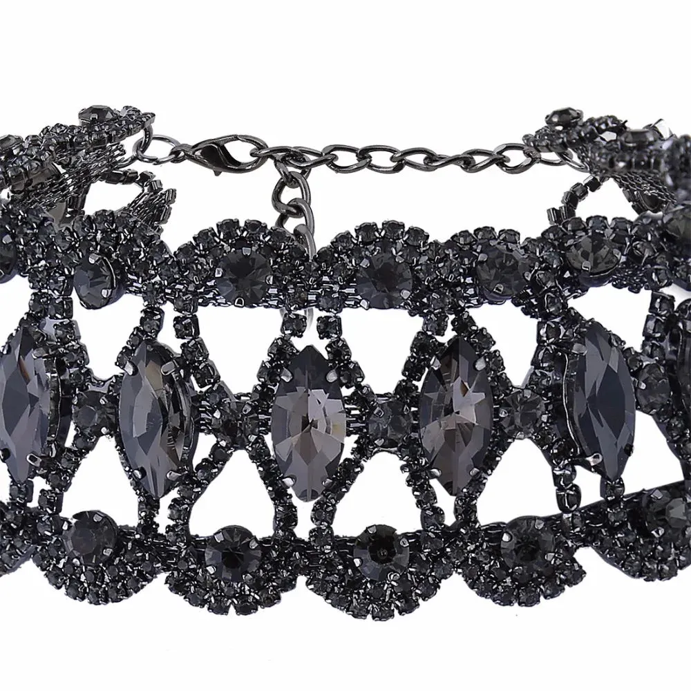 Rhinestone Choker Necklace Statement Necklaces For Women Big Fashion Necklace Collar Party Chunky