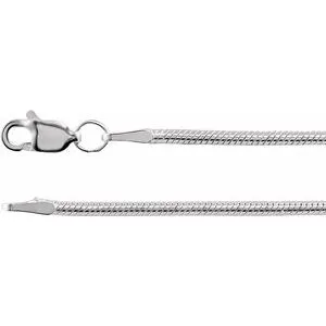 Rhodium-Plated Sterling Silver 1.5 mm Solid Snake 16" Chain