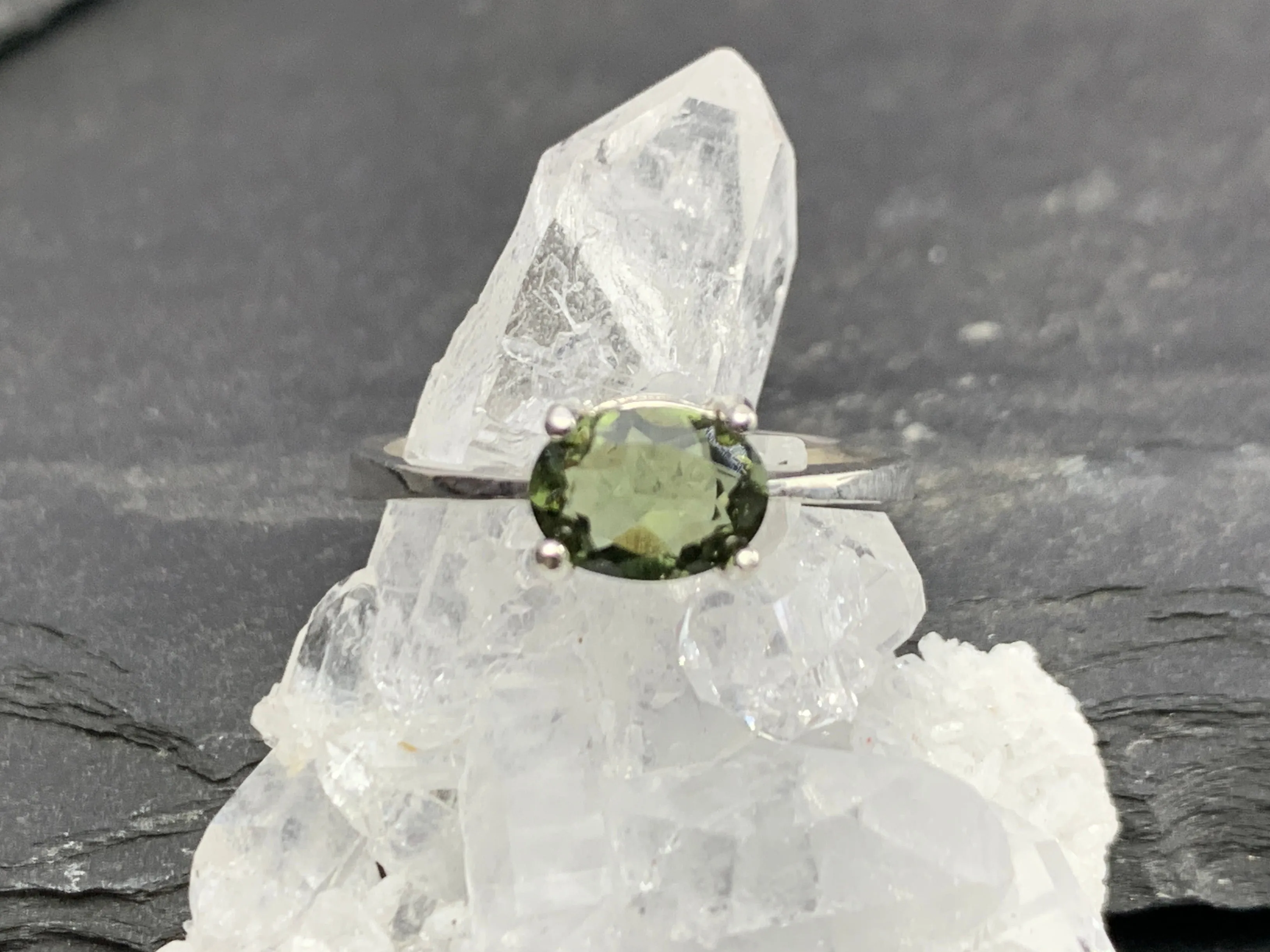 Ring with Moldavite 5x7mm