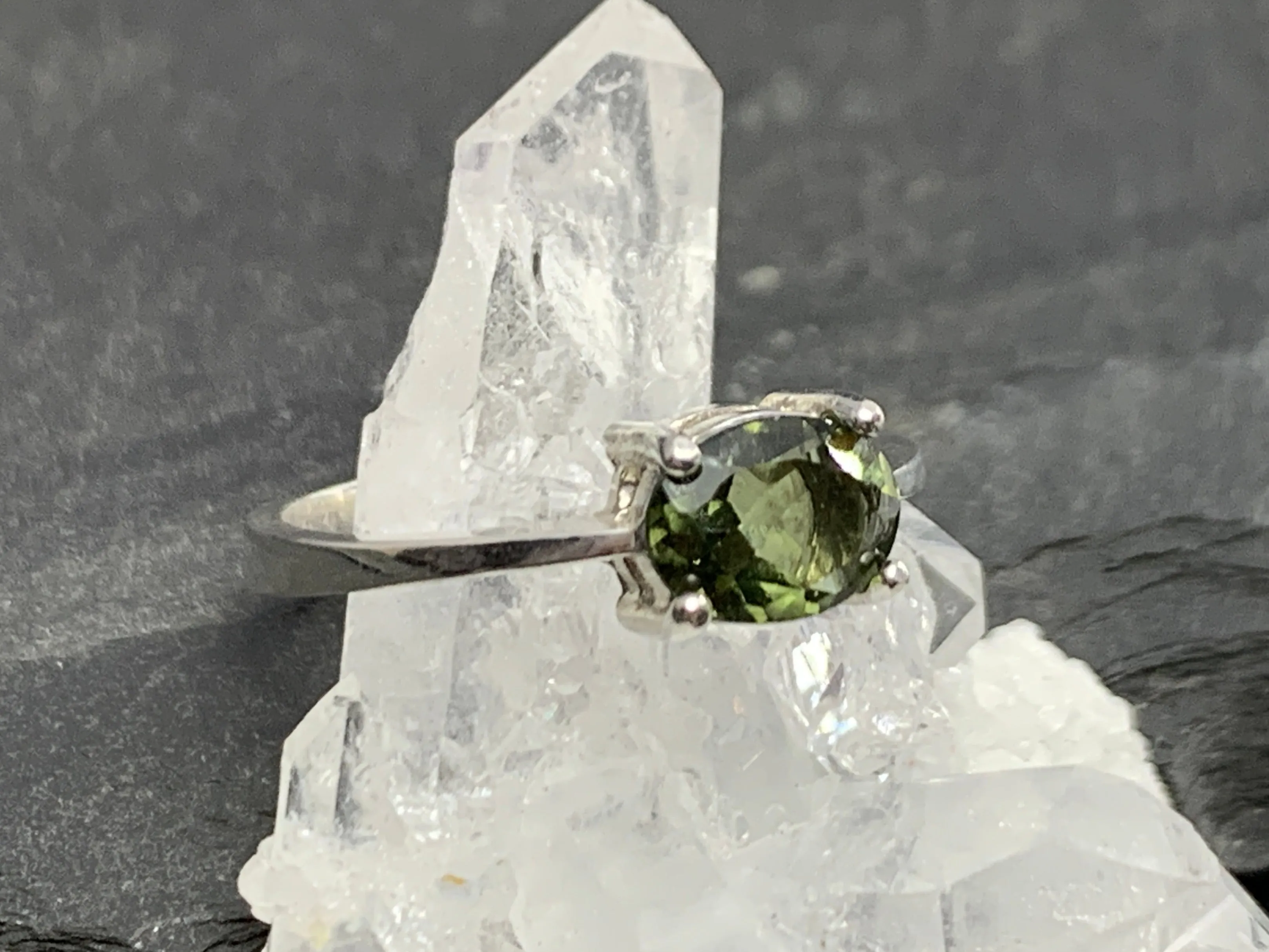 Ring with Moldavite 5x7mm