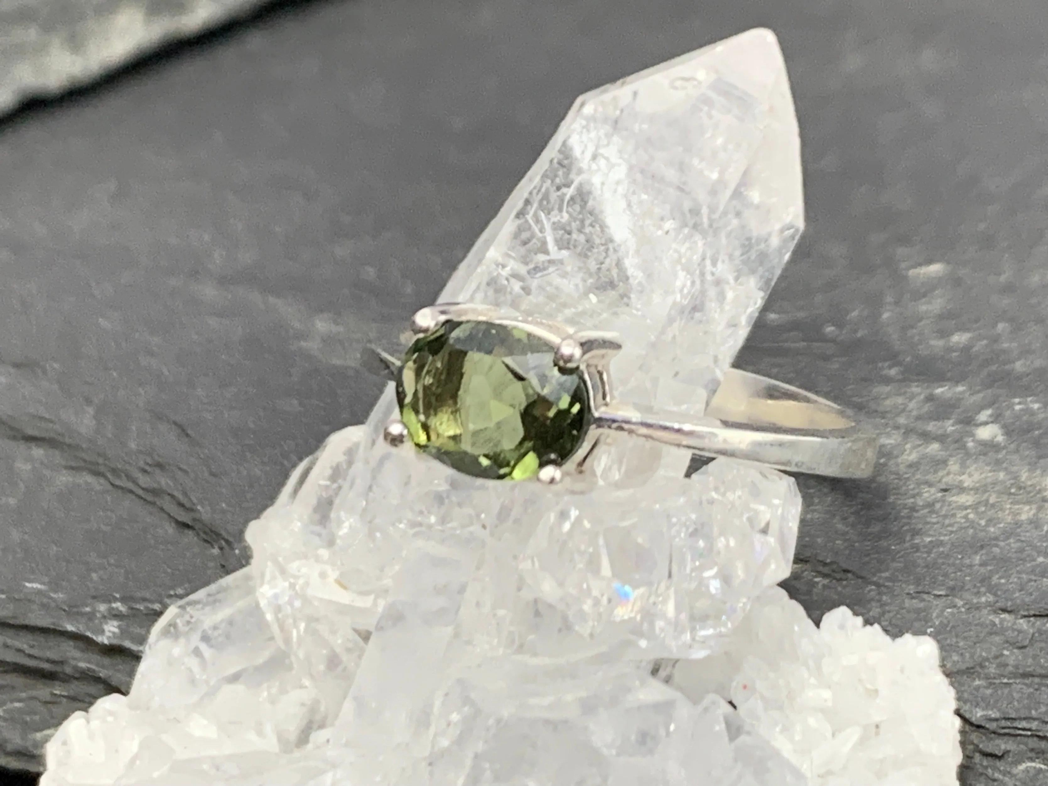 Ring with Moldavite 5x7mm
