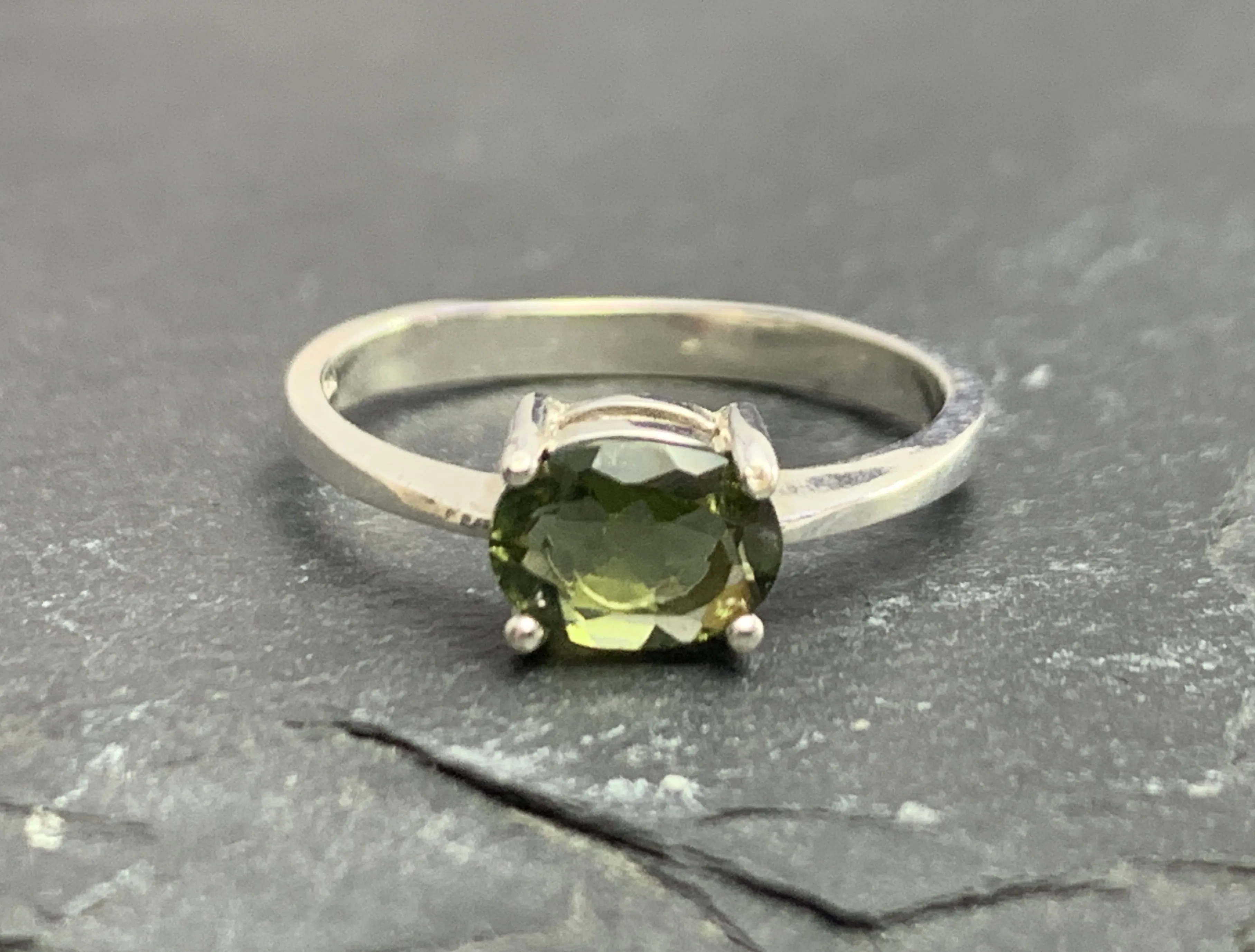 Ring with Moldavite 5x7mm