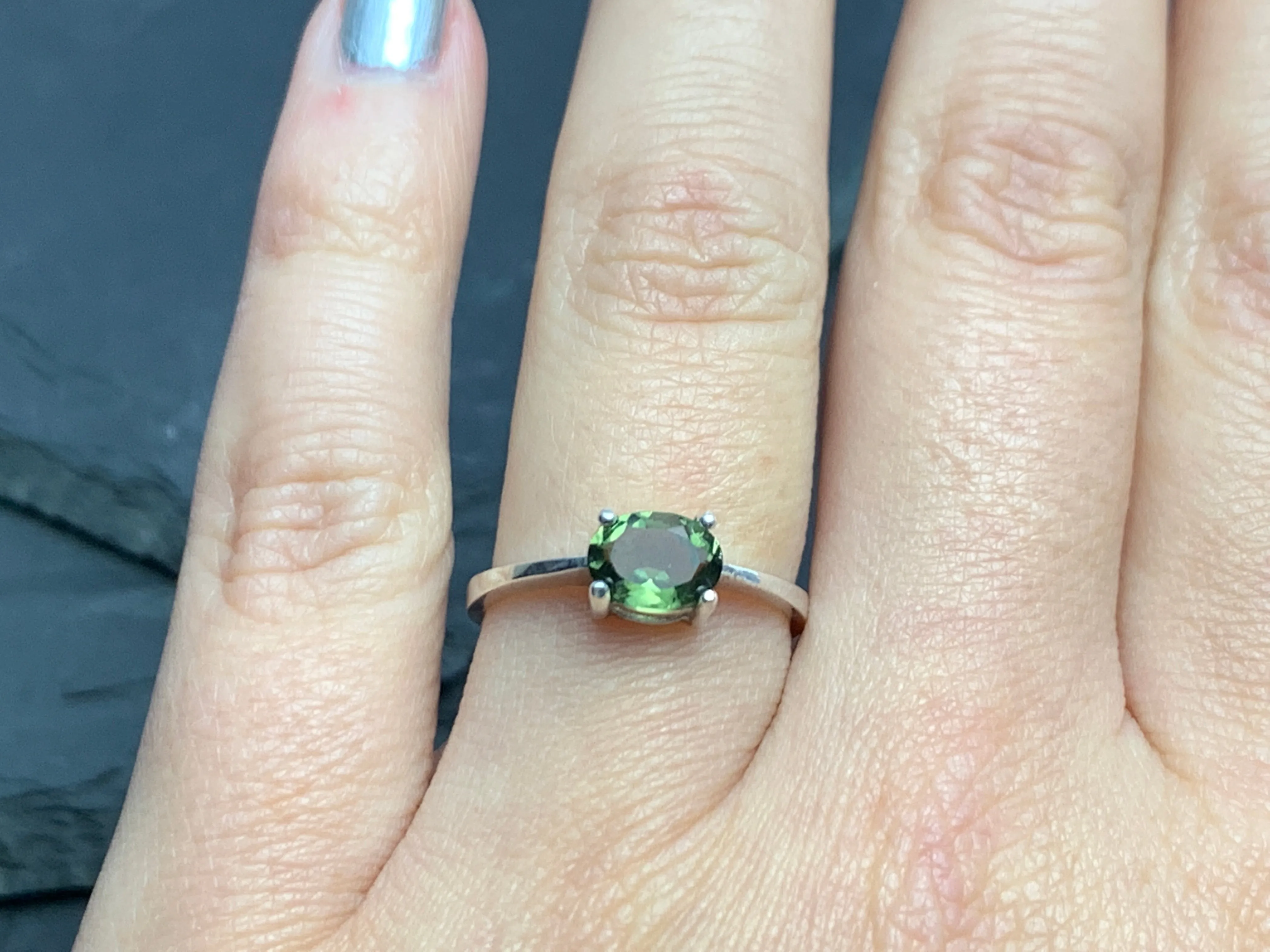 Ring with Moldavite 5x7mm