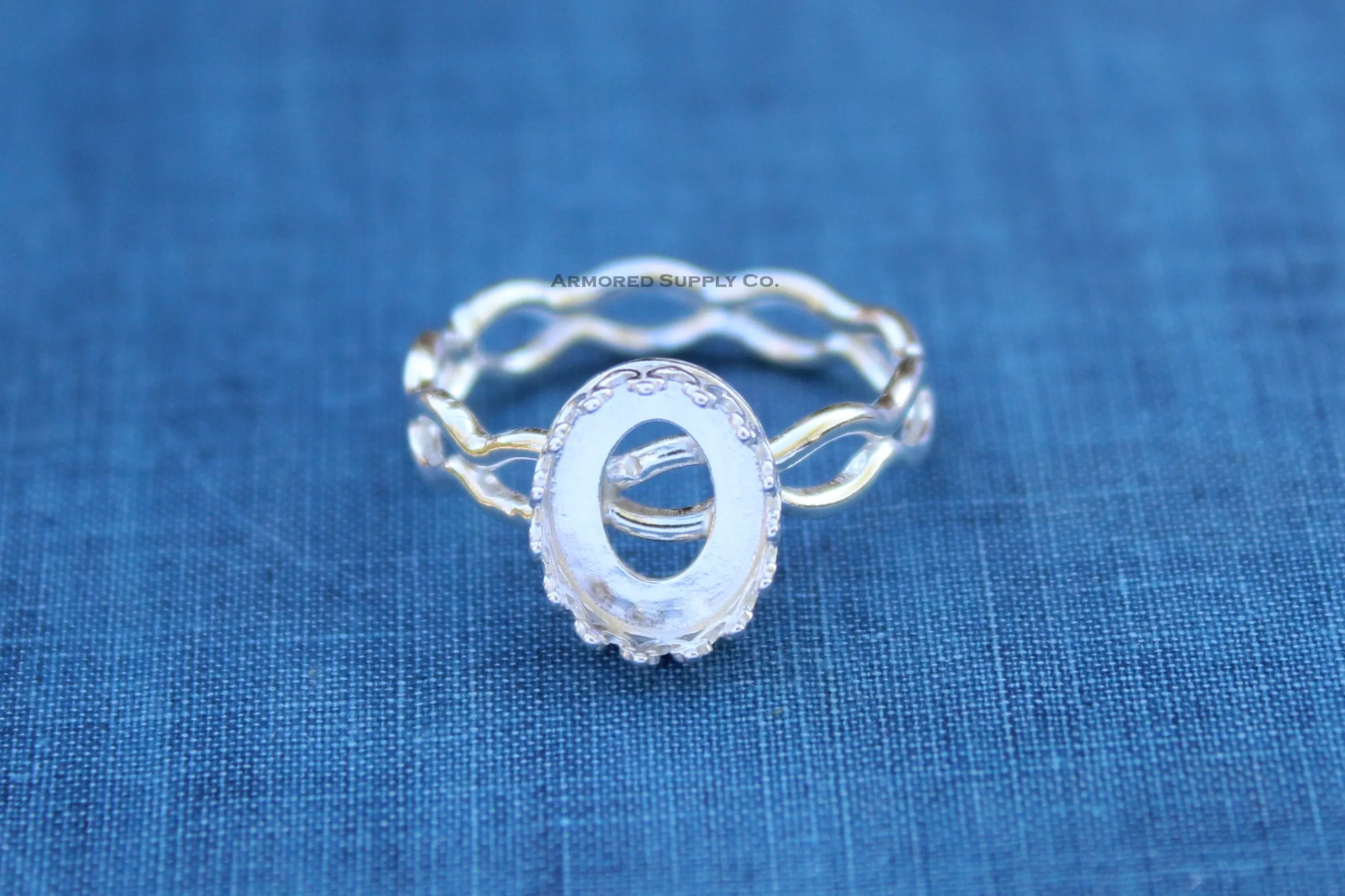 Ripple Ring Oval Crown Bezel Cup Ring blank Setting