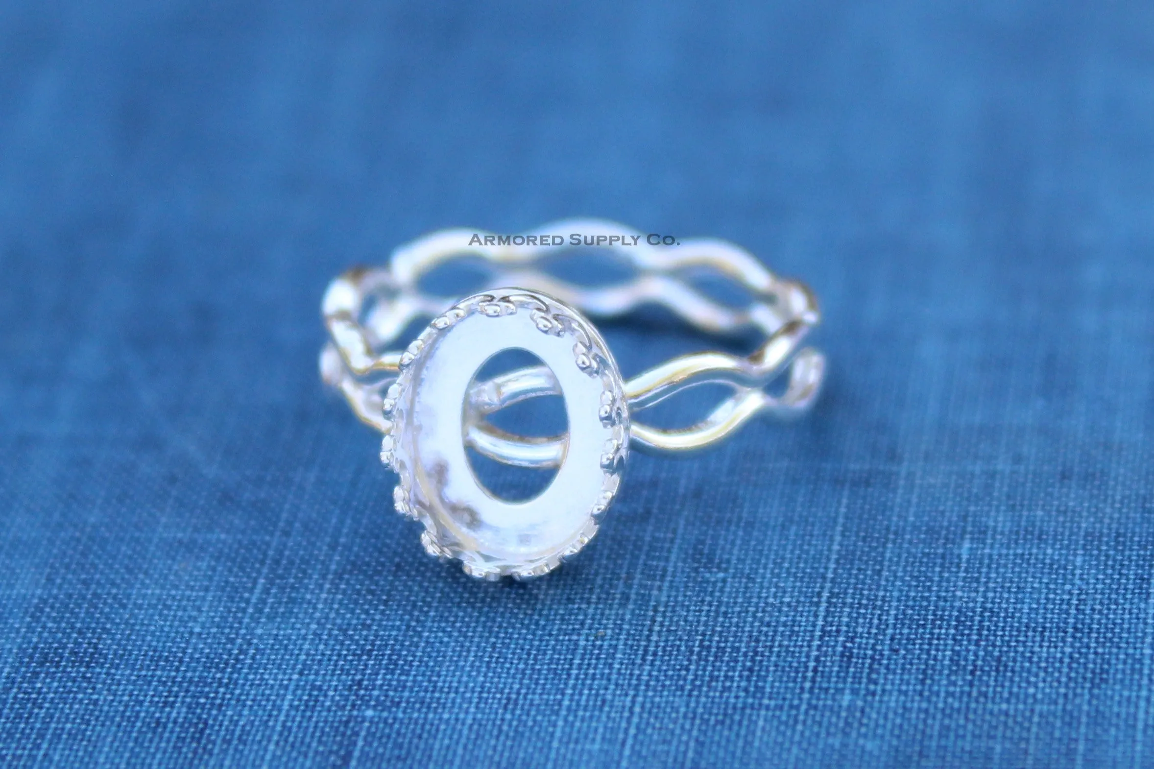 Ripple Ring Oval Crown Bezel Cup Ring blank Setting