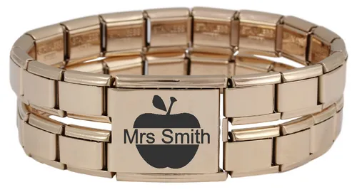 Rose Gold Megalink Teacher Italian Charm Bracelet 2
