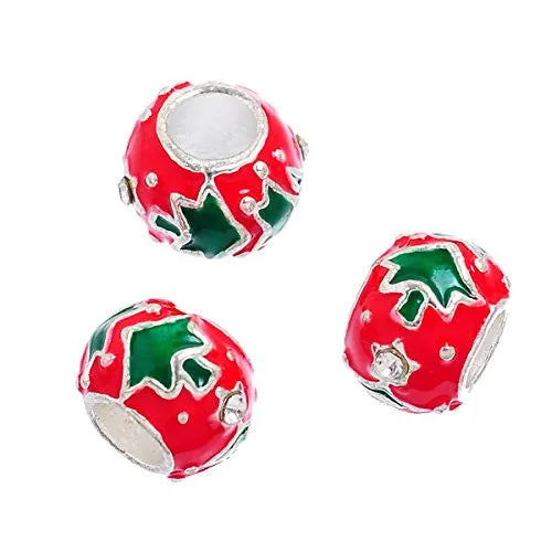 Round Christmas Tree European Bead Compatible for Most European Snake Chain Bracelet