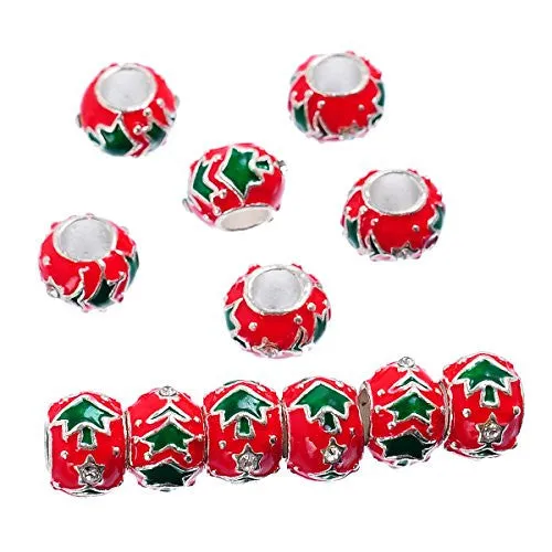 Round Christmas Tree European Bead Compatible for Most European Snake Chain Bracelet
