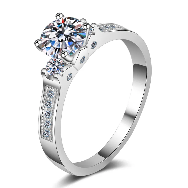 Round Cut Moissanite Diamond Crown Ring