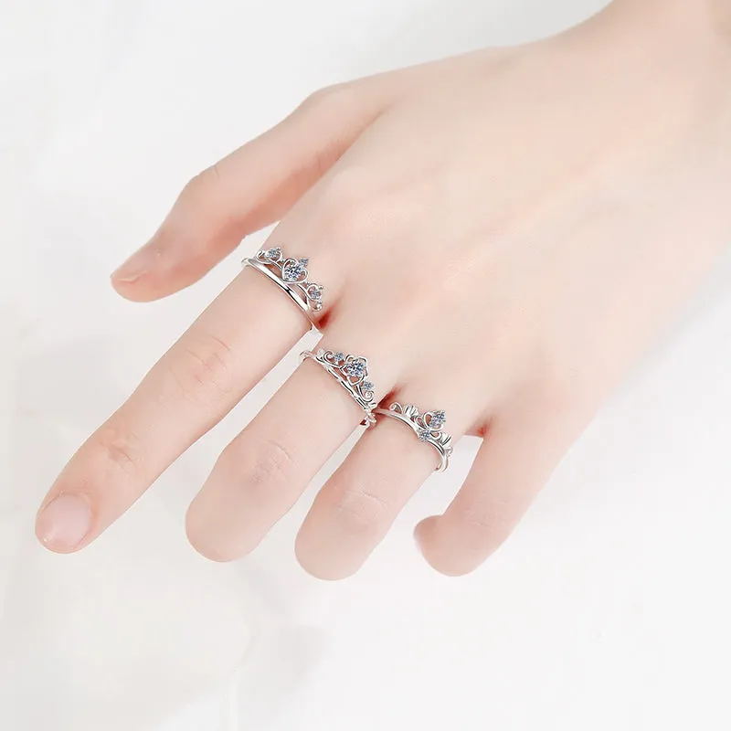 Round Cut Moissanite Diamond Crown Ring