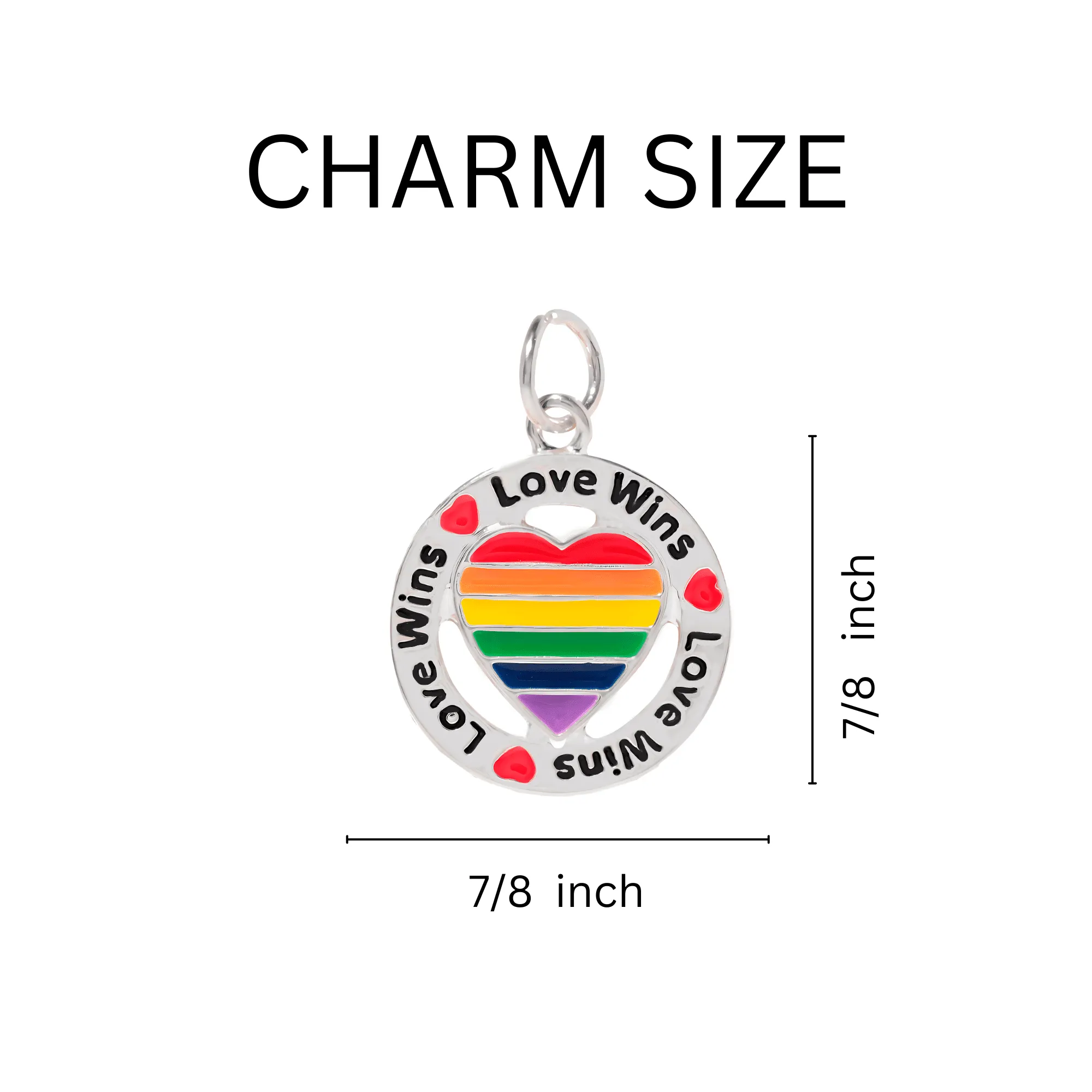 Round Rainbow Heart Love Wins Charm on Black Cord Necklaces ()