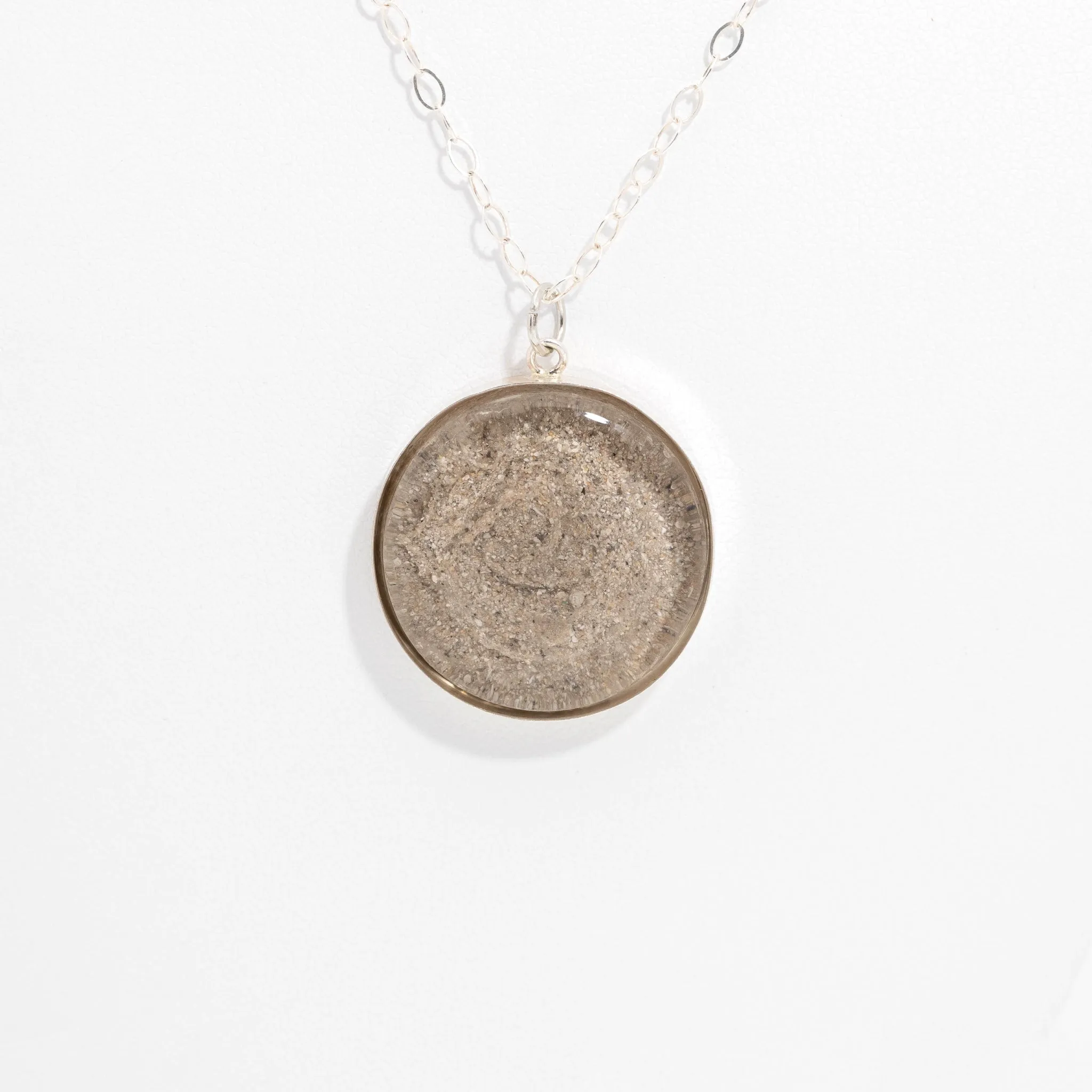 Round Resin Pendant Memorial Necklace | Cremation Jewelry | Coastal