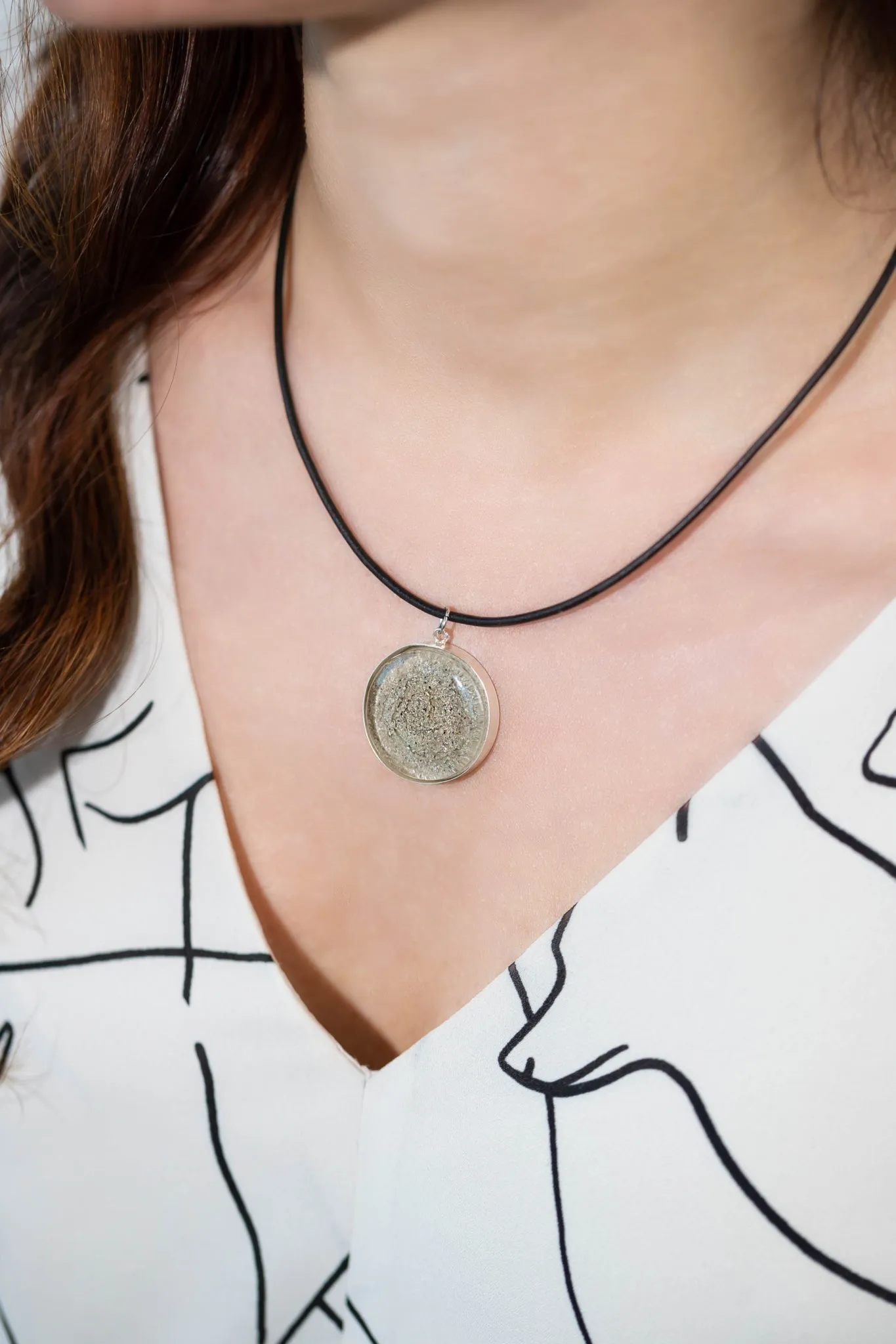 Round Resin Pendant Memorial Necklace | Cremation Jewelry | Coastal