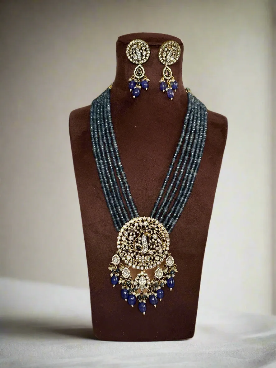 Royal Beaded Necklace Set – Kundan Pendant Jewelry Gift for Mother’s Day