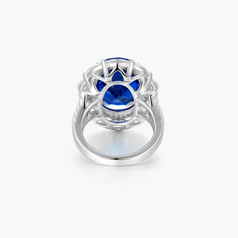 Royal Blue Ring Light Luxury Ice Cut Blue Ring