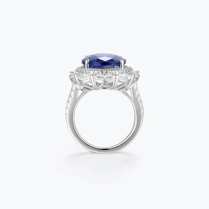 Royal Blue Ring Light Luxury Ice Cut Blue Ring