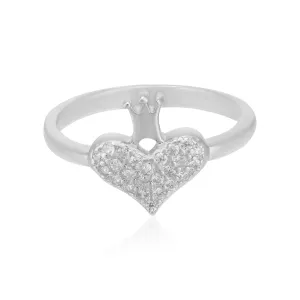 Royal Heart Rhodium Plated Crown Embellishment Rings