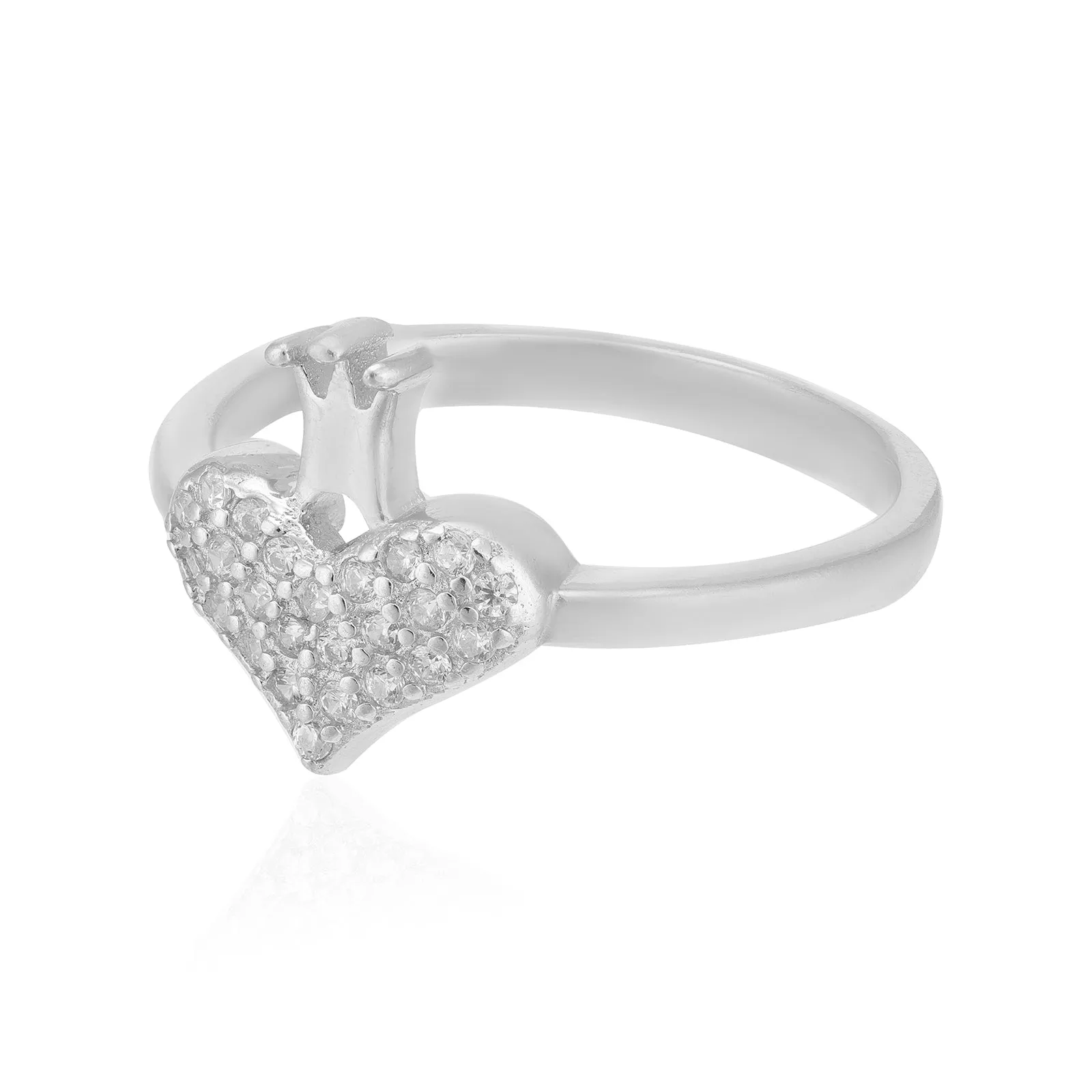 Royal Heart Rhodium Plated Crown Embellishment Rings