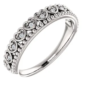 Royal Hearts Diamond Milgrain Crown Stackable Band