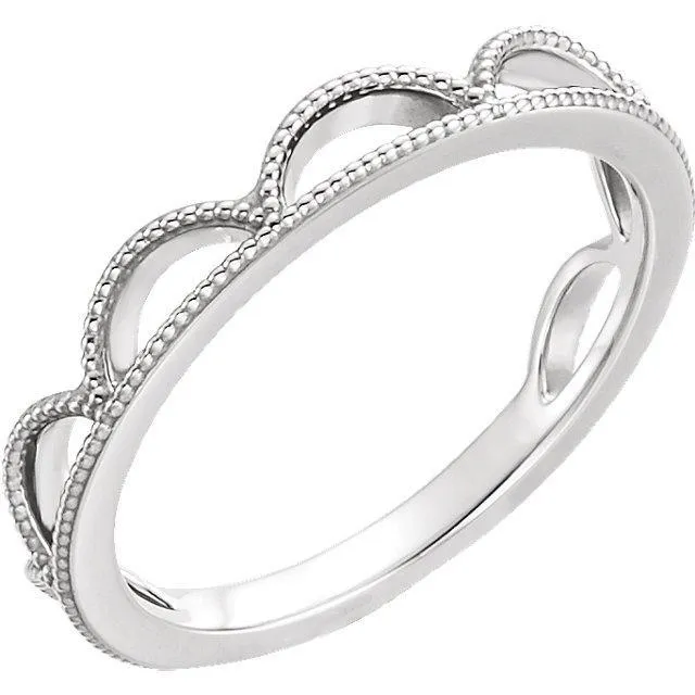 Royal Milgrain Crown Stackable Band