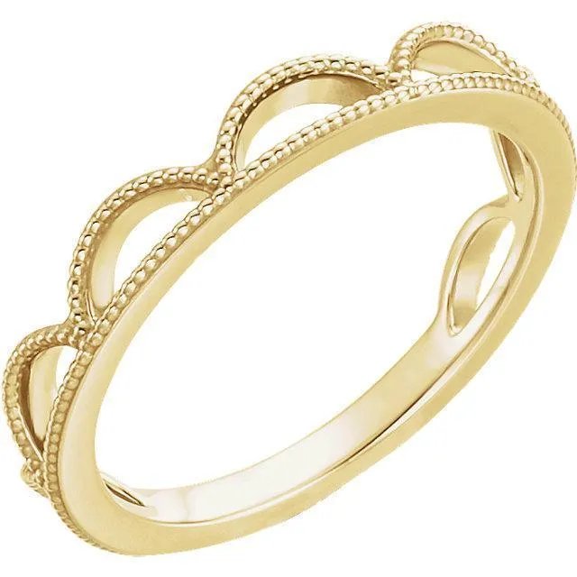 Royal Milgrain Crown Stackable Band