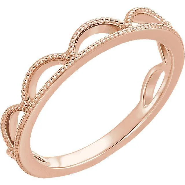 Royal Milgrain Crown Stackable Band