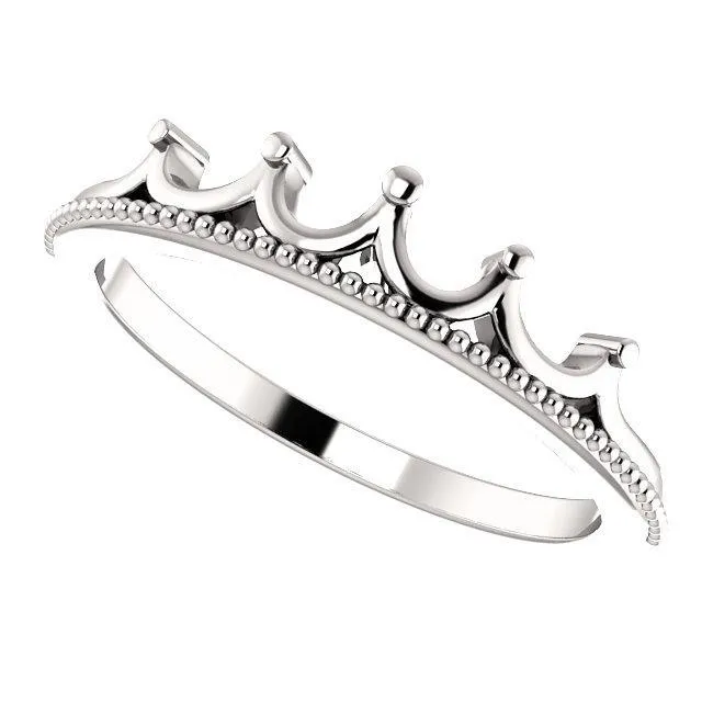 Royal Petite Crown with Milgrain Stackable Band