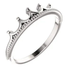 Royal Petite Crown with Milgrain Stackable Band