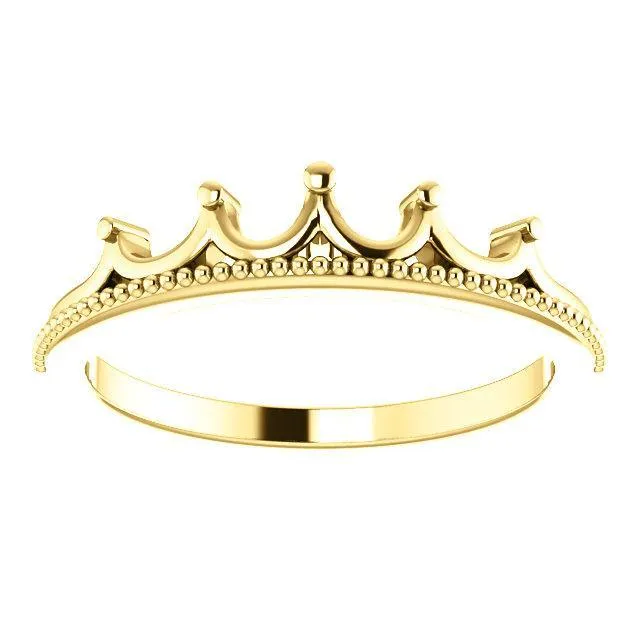 Royal Petite Crown with Milgrain Stackable Band