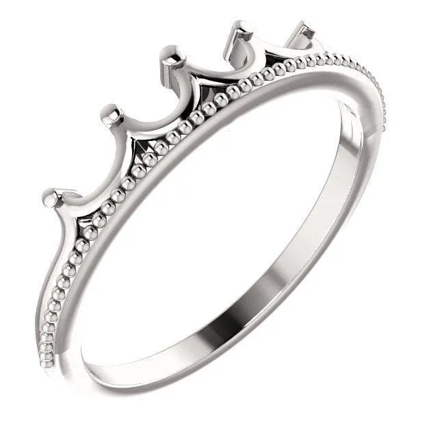 Royal Petite Crown with Milgrain Stackable Band