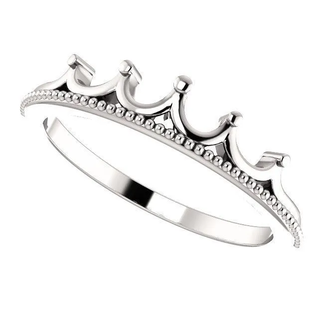 Royal Petite Crown with Milgrain Stackable Band