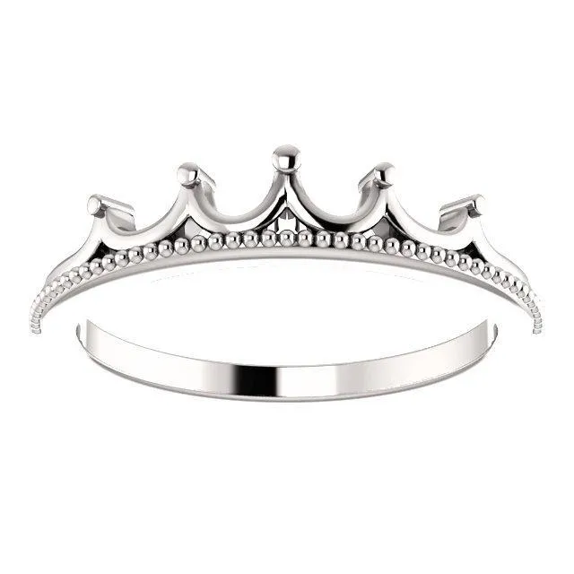 Royal Petite Crown with Milgrain Stackable Band