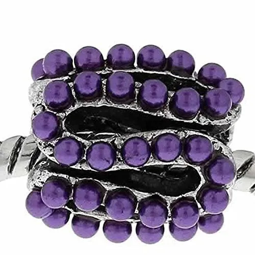 S Pattern Charm Bead with Purple Acrylic Balls For Snake Chain Bracelet