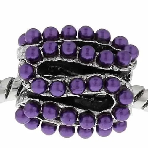 S Pattern Charm Bead with Purple Acrylic Balls For Snake Chain Bracelet