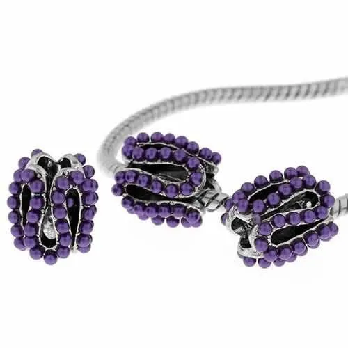 S Pattern Charm Bead with Purple Acrylic Balls For Snake Chain Bracelet
