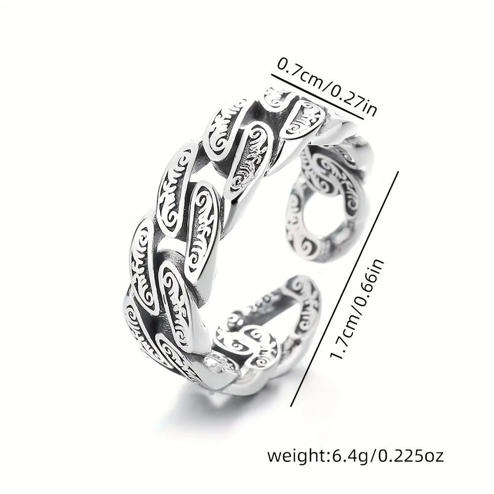 S925 Sterling Silver Geometric Irregular Opening Ring Unisex Style Party Ring