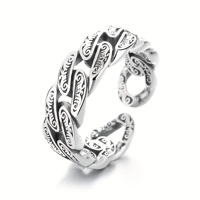 S925 Sterling Silver Geometric Irregular Opening Ring Unisex Style Party Ring