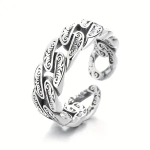 S925 Sterling Silver Geometric Irregular Opening Ring Unisex Style Party Ring