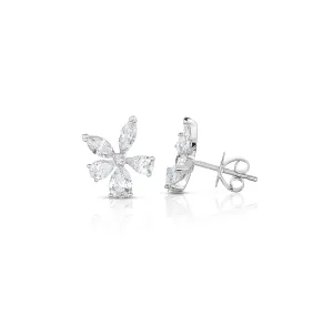 Sabel Collection White Gold Multi-Shape Diamond Flower Stud Earrings