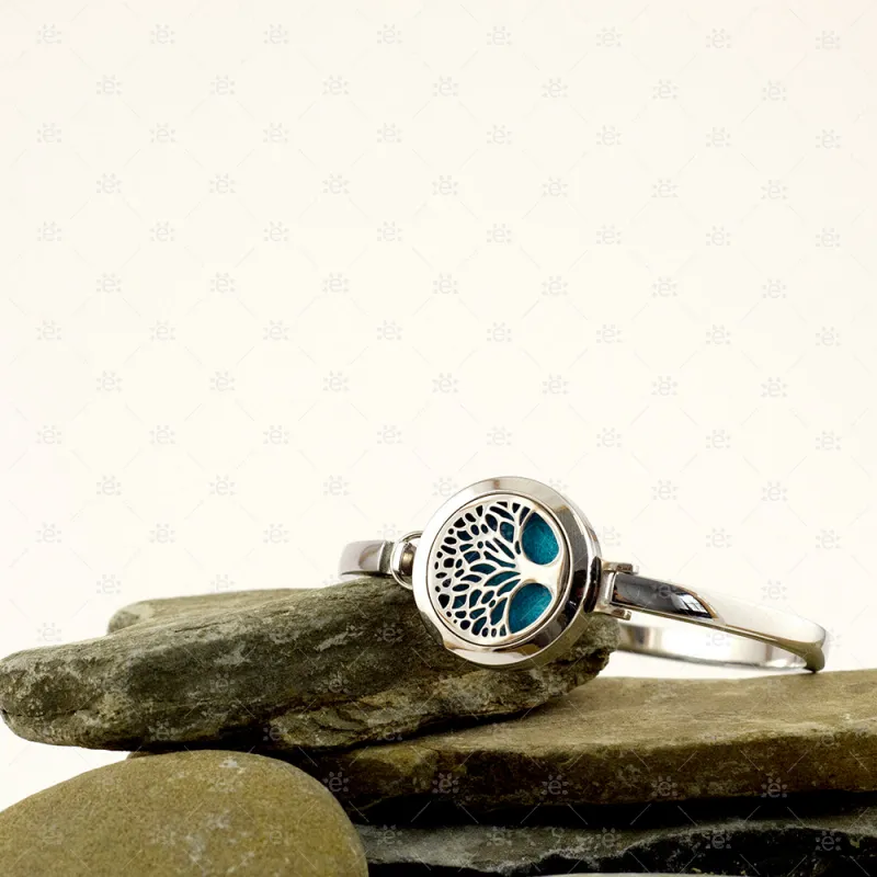 Saffron : Stainless Steel Tree Diffuser Locket Bangle