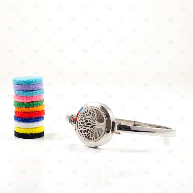Saffron : Stainless Steel Tree Diffuser Locket Bangle