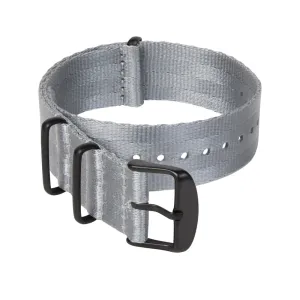 Seat Belt Nylon Military Style Watch Band - Gray, Black Hardware