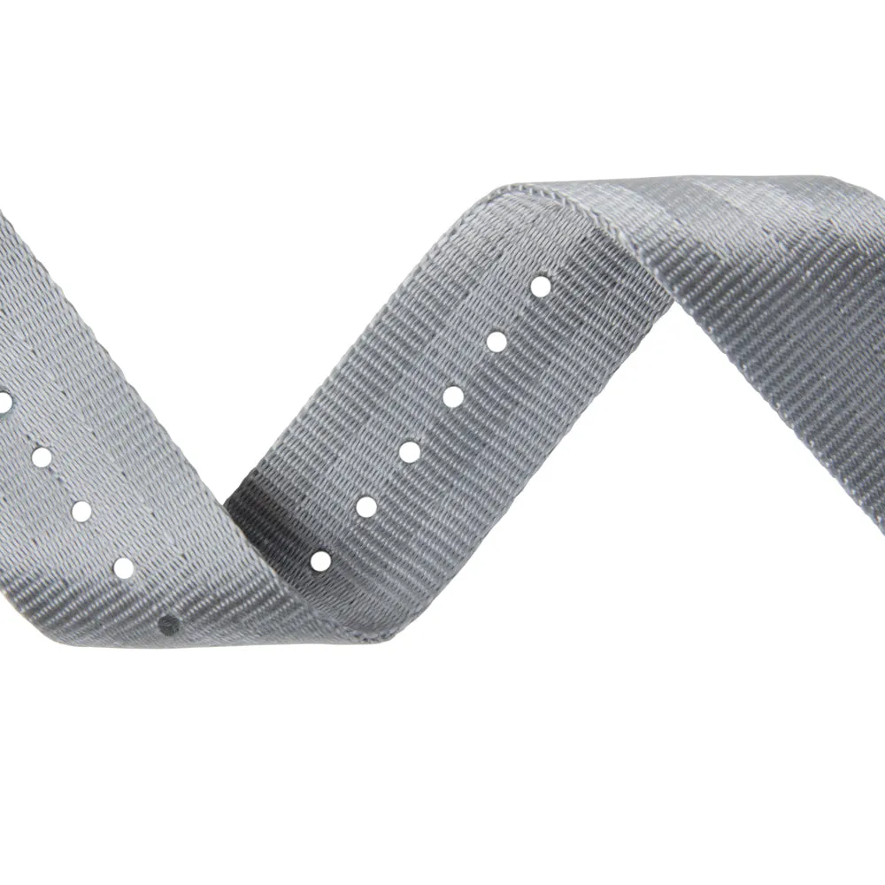 Seat Belt Nylon Military Style Watch Band - Gray, Black Hardware