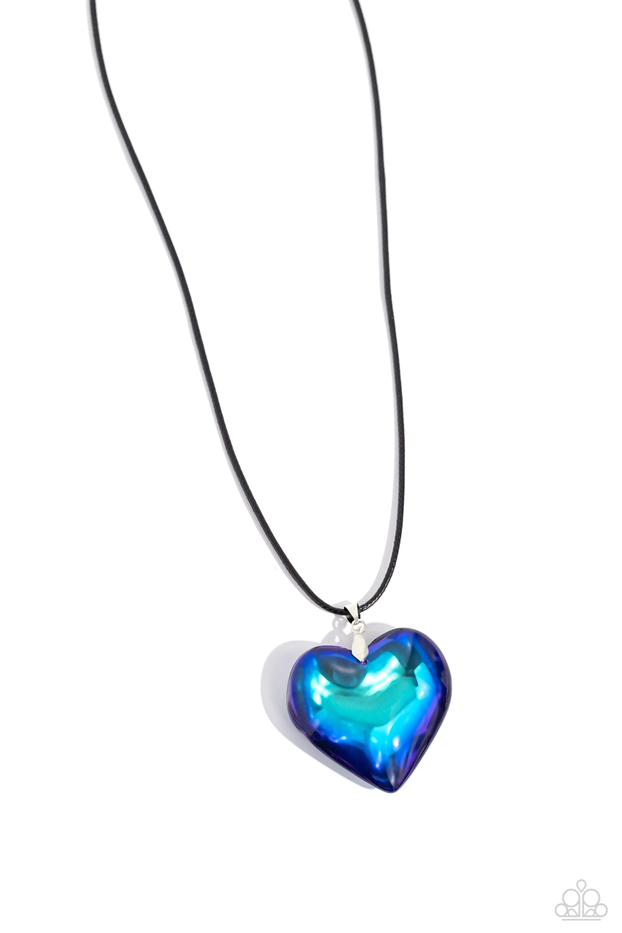 Seize the Simplicity - Blue - Oversized UV Heart Black Cord Paparazzi Short Necklace