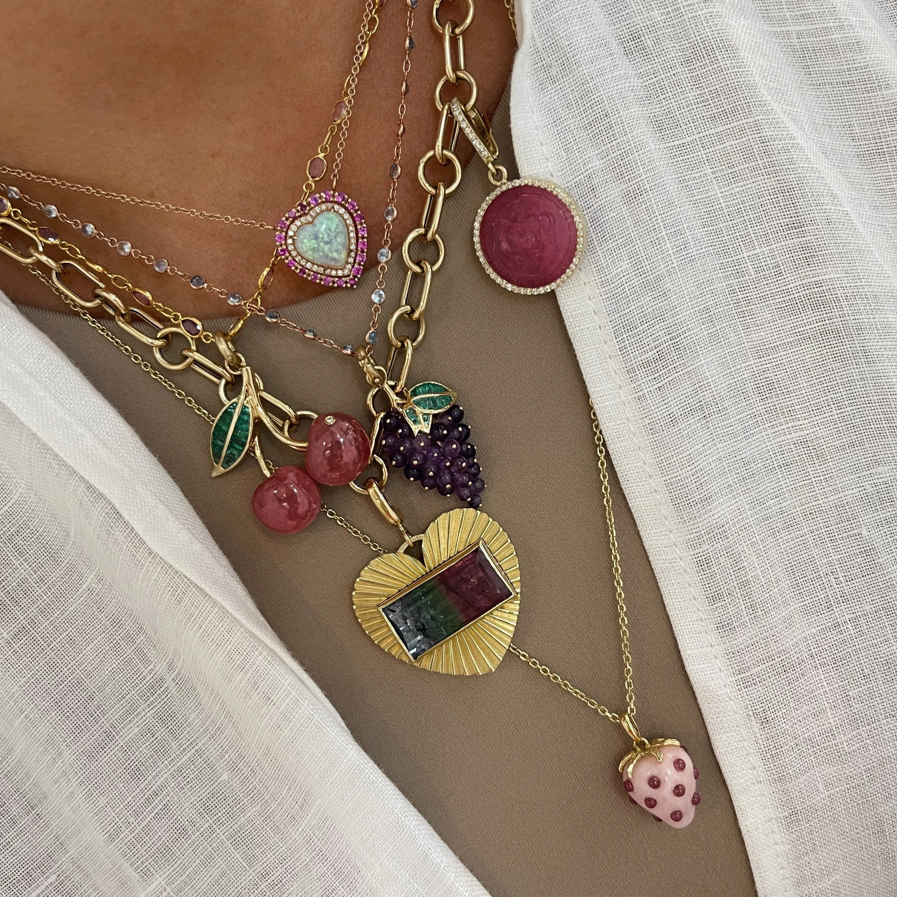 Semiprecious Bezel Set Gemstone Necklace