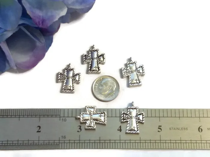 Serenity Cross Pendant Charms - Inspirational Religious Prayer 10pcs