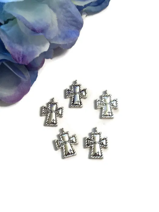 Serenity Cross Pendant Charms - Inspirational Religious Prayer 10pcs