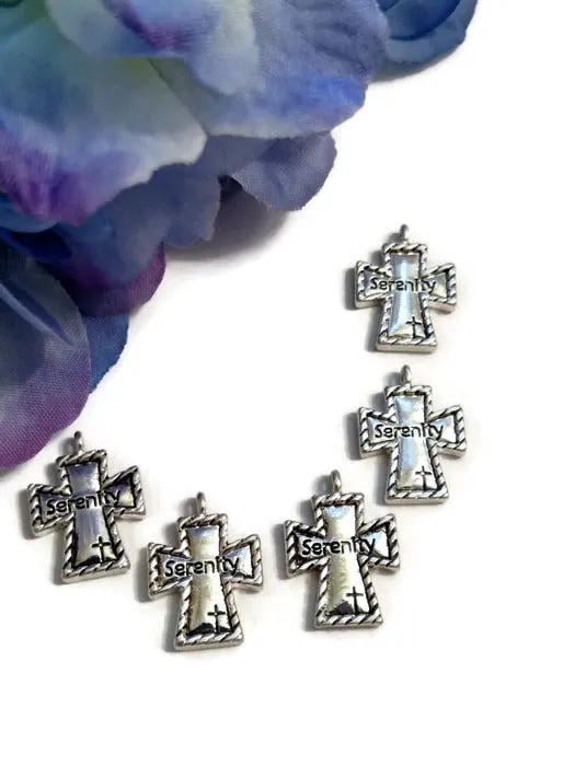 Serenity Cross Pendant Charms - Inspirational Religious Prayer 10pcs
