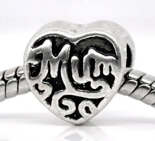 Set of Three (3) Mother's Day Charms for Snake Chain Charm Bracelet