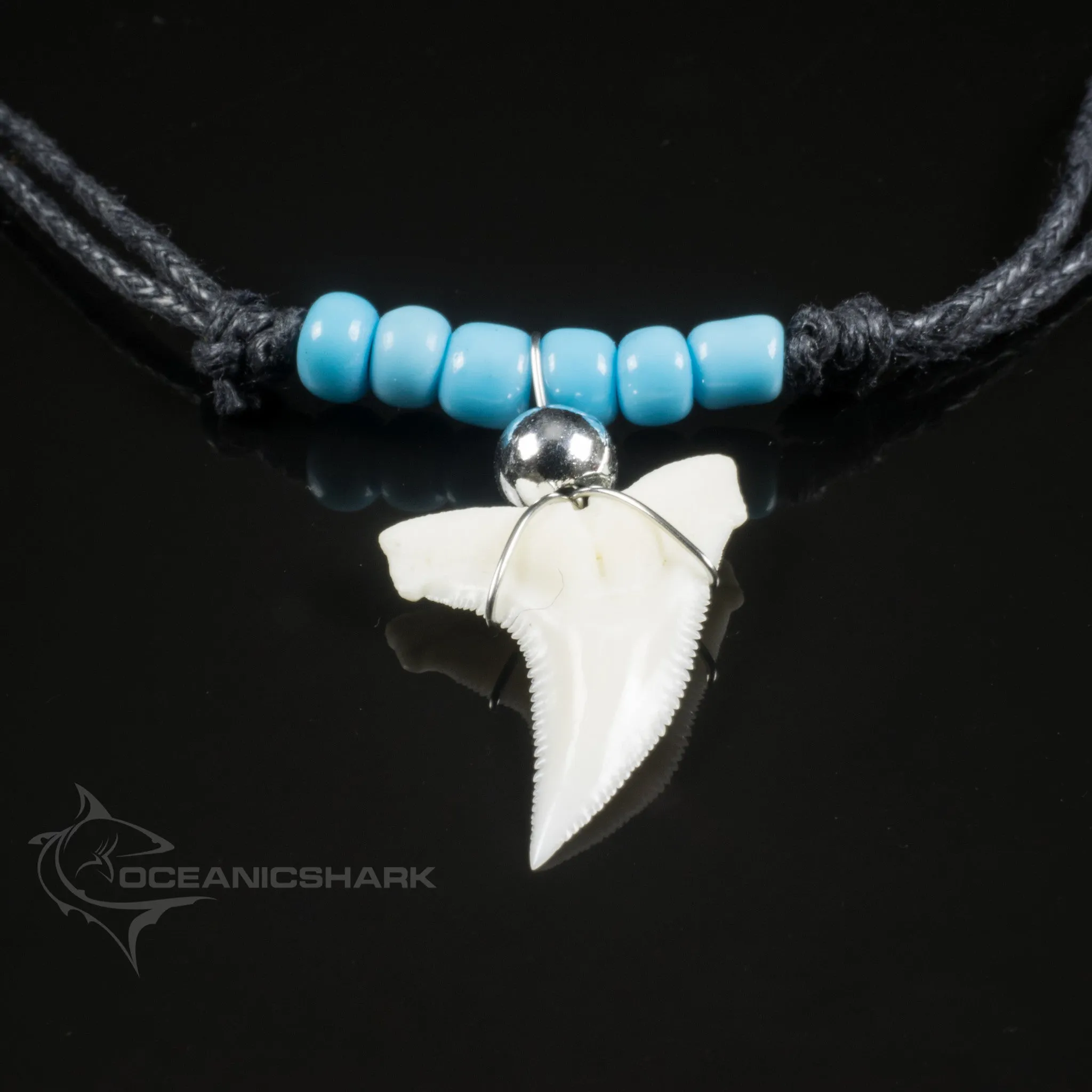 Shark tooth necklace for sale turquoise beads c1